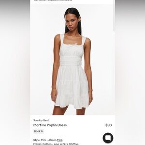 Sunday Best (Aritzia) Martine Poplin Dress White Size Large